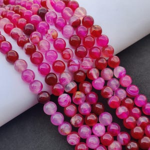 Pink Banded Agate Beads, 6mm 8mm 10mm Stone Beads, Full Strand 14-15 inch Strand, Gemstone Beads, Beading Suppliers Beads.