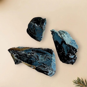Natural Black Obsidian raw medium stone rough, collectible rocks and geodes, rough natural black stone for craft home décor altar.