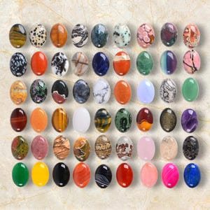 Cabochão de mistura natural multicolorido polido à mão, lote misto, cabochão de cura, pedra preciosa solta, lote de pedras preciosas no atacado, lote de formato oval.