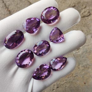 Loose Amethyst Gemstone Lot: Faceted Mix Shape, 10-20 Carat