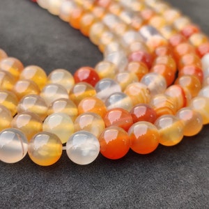 Natural Carnelian Round Beads: Red Orange Gemstone, 6-10mm, 14-15 inch Strand