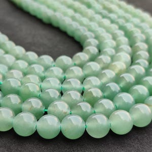 Natural Green Aventurine Round Beads: 6mm-10mm, 14-15 inch Strand