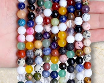 Natural Mixed Gemstone Beads: Round Loose Beads, 15 Inch Strand