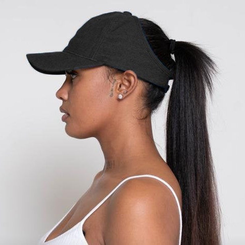 SatinLined Denim Dad Hat Satin Sun Visor Ponytail Hat Etsy