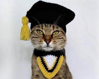 Graduation costume for cat, Graduation cat cap, Gift for cat lover, Cat accessories, Kitty Outfit