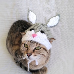 猫用バニーハット、イースターバニーペットコスチューム、春の子猫写真小道具、イースターキティ衣装、ウサギの耳のペットハット、猫用帽子