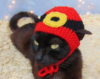 Christmas hat for cat, Santa cat hat, Christmas pet costume, Christmas kitten outfit, Gift for cat lover, Black cat costume