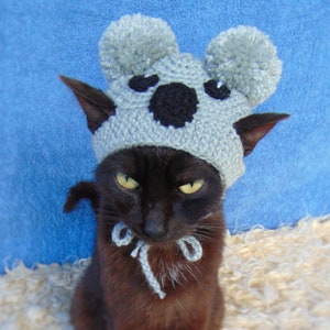 Koala hat for cat, Koala pet costume, Halloween cat outfit, Kitten accessories, Gift for cat lover