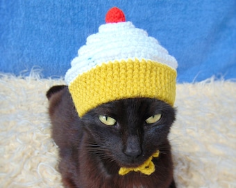 Cupcake hat for cat, Cupcake pet costume, Gift for cat lover, Halloween kitten outfit, Cat accessories
