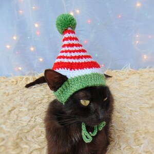 Elf Hat for Cat, Christmas Pet Costume, Christmas Kitten Outfit, Elf
