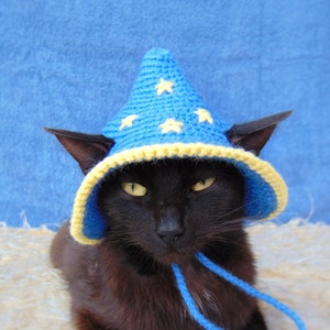 Wizard hat for cat, Wizard pet costume, Halloween kitten outfit, Cat accessories, Gift for cat lover