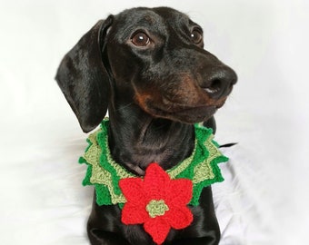 Dog Christmas Collar, Pet Christmas Tree Collar, Dachshund Flower Collar, Doxie Christmas Costume, Pet Outfit, Gift For Dachshund Lover