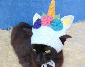 Unicorn hat for cat, Unicorn pet costume, Kitten Accessories, Unicorn cat outfit, Gift for cat lover