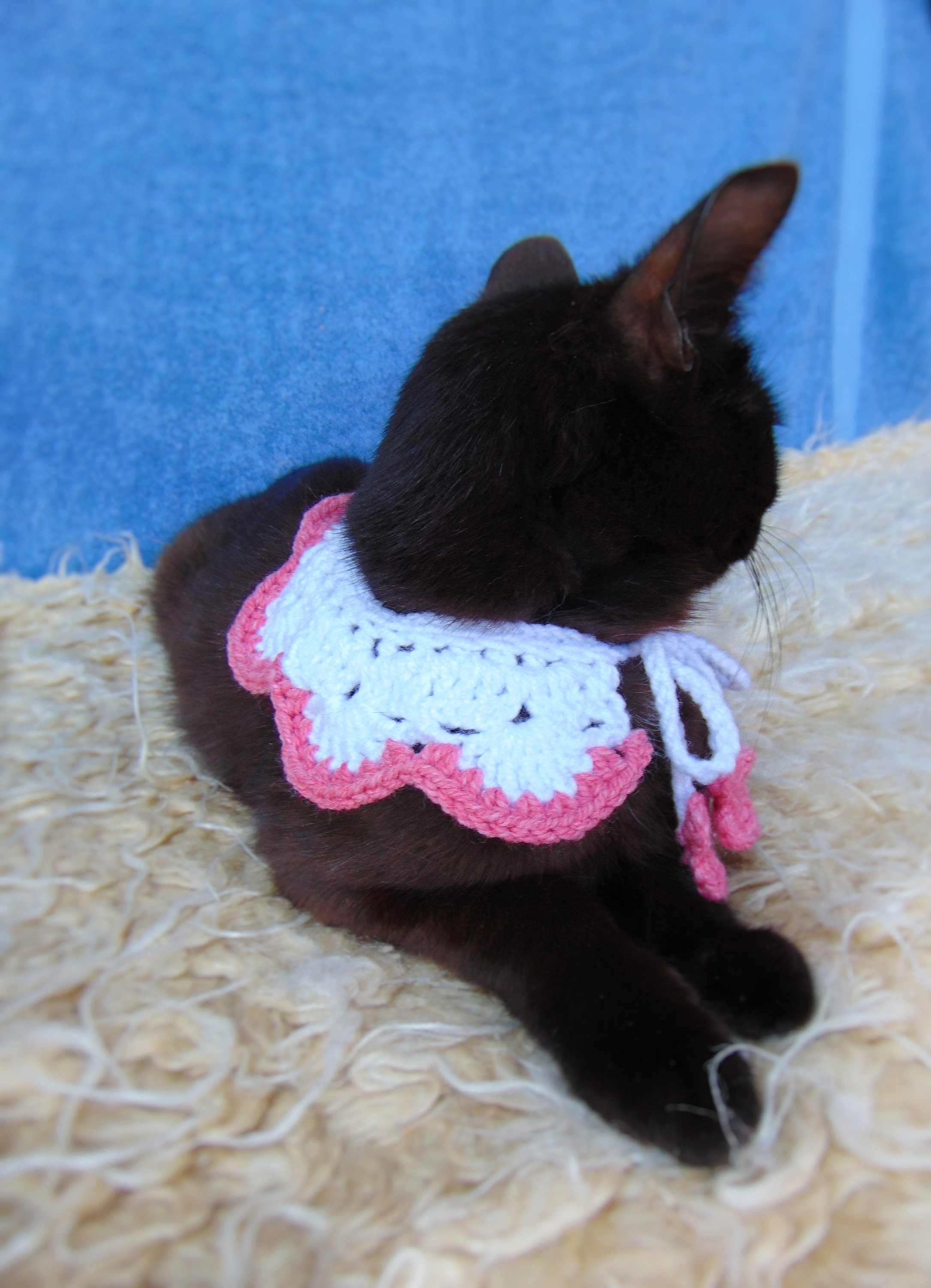 Cat Collar Crochet Pink Lace Collar Cat Scarf Pet Neckwear Etsy