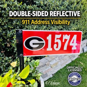 Georgia Bulldogs Address Sign Metal Marker House Number Emergency Visable  UGA Fan Gift Idea Housewarming Teacher Gift