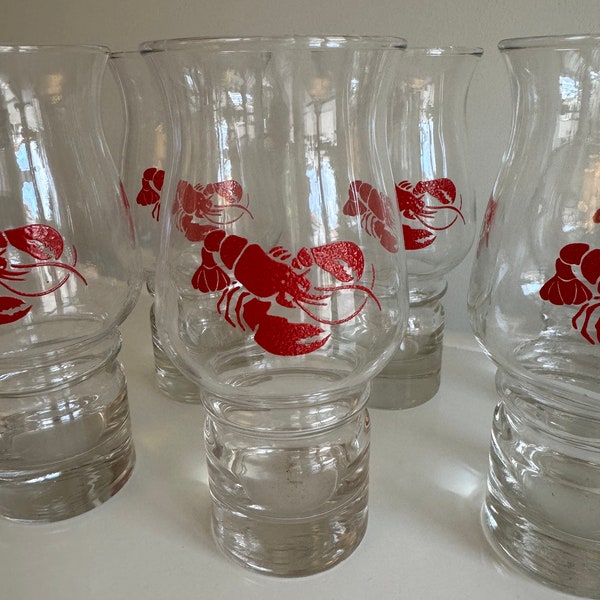 Vintage Lobster Red Lobster Pilsner tumblers set of 6