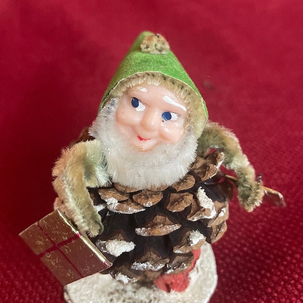 Vintage pine cone elf ornament