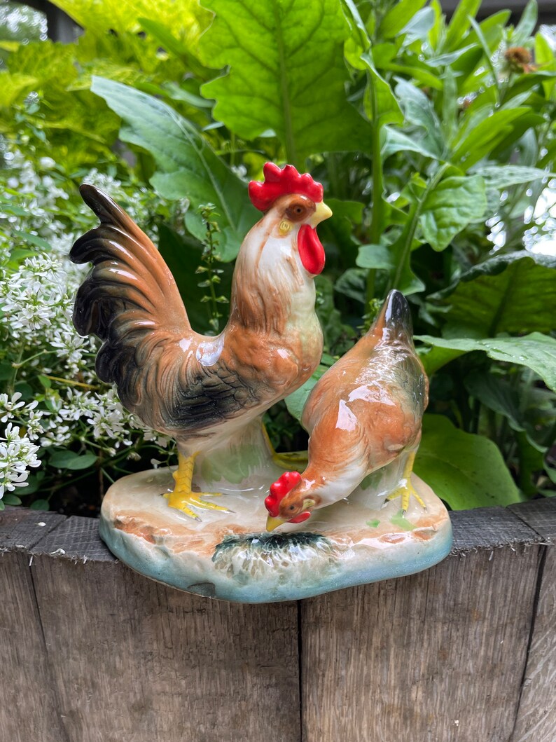 Vintage Ceramic Chicken Figurine Etsy