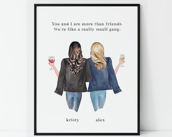 Best friends drawing | Etsy