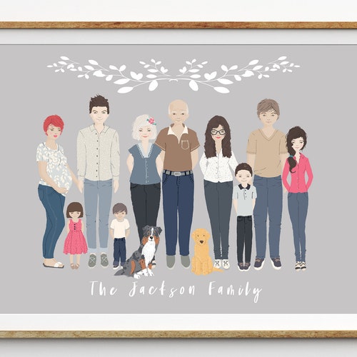 Portrait de famille personnalisé Illustration personnalisée | Etsy