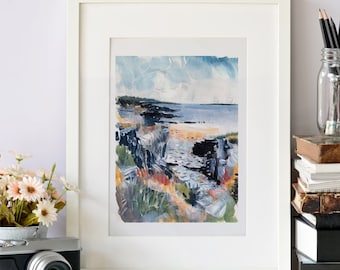 A4 Open Edition Giclee Print of a Shoreline scene, Dumfries & Galloway, Scotland - print of acrylic original painting