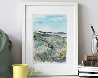 A4 Open Edition Giclee Print of a Shoreline scene, Powfoot Beach, Dumfries & Galloway, Scotland - print of acrylic original painting