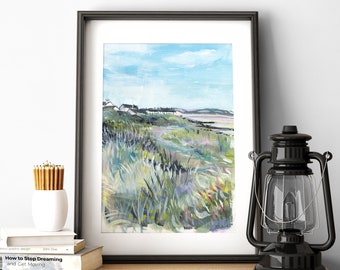 A3 Open Edition Giclee Print of a Shoreline scene, Powfoot Beach, Dumfries & Galloway, Scotland - print of acrylic original painting