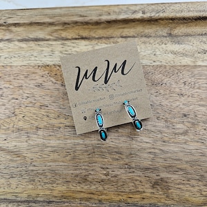 Billi Faux Turquoise Western Hoop Earrings, Western Hoops, Western Earrings, Stamped Earrings, Western Boutique Trucker Hat Earrings Western
