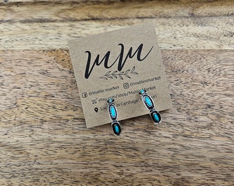 Billi Faux Turquoise Western Hoop Earrings, Western Hoops, Western Earrings, Stamped Earrings, Western Boutique Trucker Hat Earrings Western