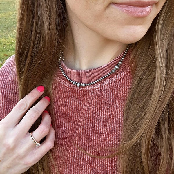 Faux Navajo Pearl 16" Choker Necklace, Western Boutique, NFR, Western Pearl Necklace, Navajo Choker, Western Necklace, Western Choker