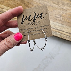 Faux Silver Barbed Wire Statement Hoop Earrings, Western Bridal Gifts, Western Boutique, Boho Western Wedding Gift, Western Bridesmaid