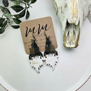 Green Christmas Lumberjack Gnome Earrings Gnome Earrings Christmas Earrings Boutique Christmas Teacher Gifts Holiday Earrings Santa Earrings