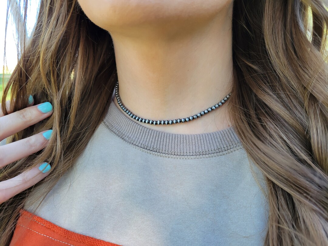 Faux Navajo Pearl Choker Necklace, Western Boutique, NFR, Western Pearl