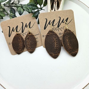 Embossed Football Leather Earrings, Football, Football Earrings School Spirit Earrings Back to School, Boutique Earrings, Fall Fashion
