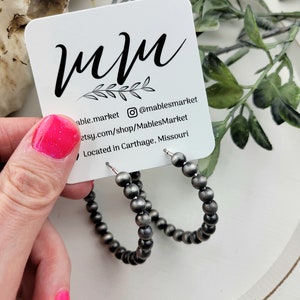 Faux Navajo Pearl Hoop Earrings, Western Hoops, Western Earrings, NFR, Western Boutique, Boho Western, Gifts, Boutique, Hoop Earring, Navajo