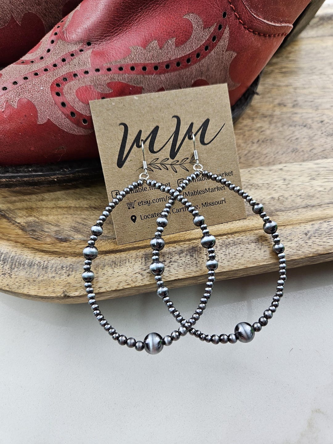 4.5 inch Graduated Navajo Pearl Earrings main image 1