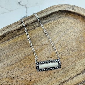 Ivory Faux Stone Concho Bar Necklace, Western Boutique, NFR, Western Bar Necklace, Boutique, Western Necklace, Bar Necklace, Stone Necklace
