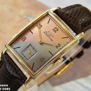 Jewellery Watches Wrist Watches Mens Wrist Watches Elgin Deluxe Wrist Watch 17J c.1949 