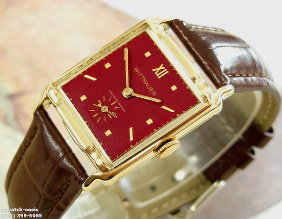 1950's Vintage WITTNAUER, Stunning Maroon Dial, S… - image 1