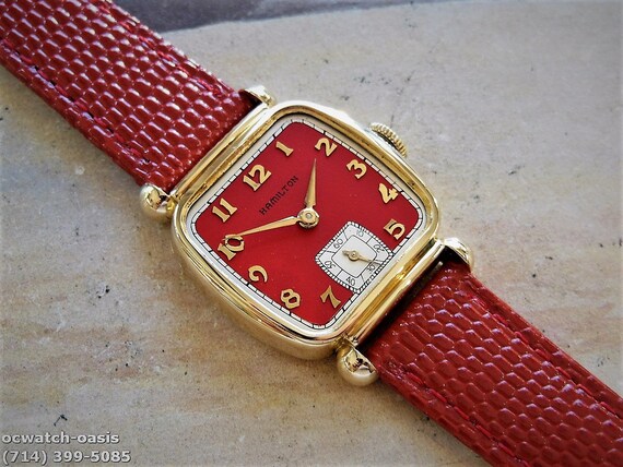 1947 Vintage HAMILTON MARTIN, Stunning RED Dial, Serv… - Gem