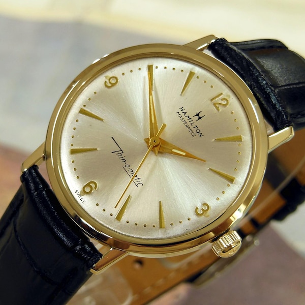 1970's Vintage HAMILTON THIN-O-MATIC , Stunning Silver Dial, Serviced, Warranty