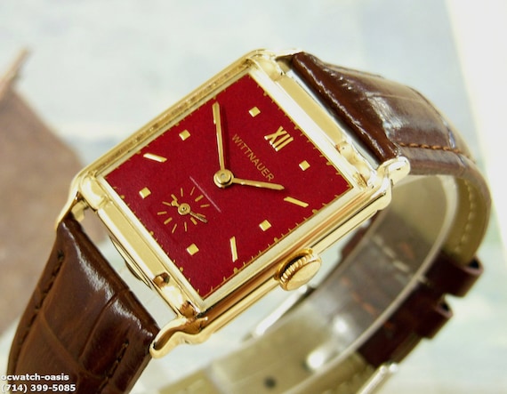 1950's Vintage WITTNAUER, Stunning Maroon Dial, S… - image 6