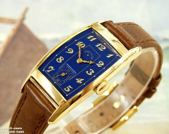 1940 Vintage LORD ELGIN, atemberaubendes marineblaues Zifferblatt, gewartet und mit Garantie