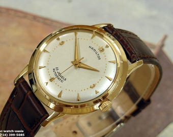 Reloj Hamilton ROTOMATIC I vintage de 1957, caja de oro macizo de 10 quilates, con servicio técnico y garantía.