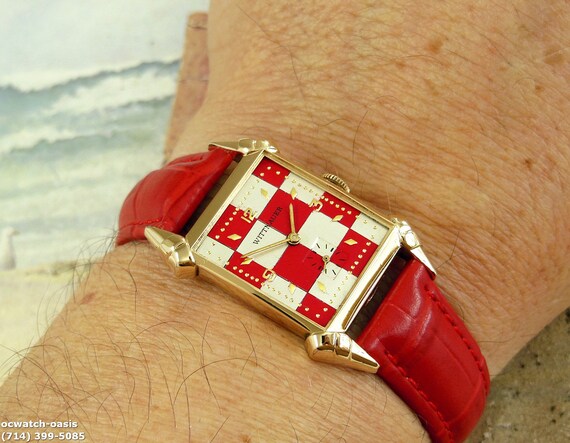 1950's Vintage Wittnauer, Stunning Red & Silver D… - image 5