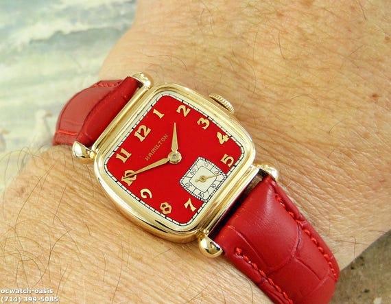 1948 Vintage HAMILTON MARTIN, Stunning RED Dial, Serv… - Gem
