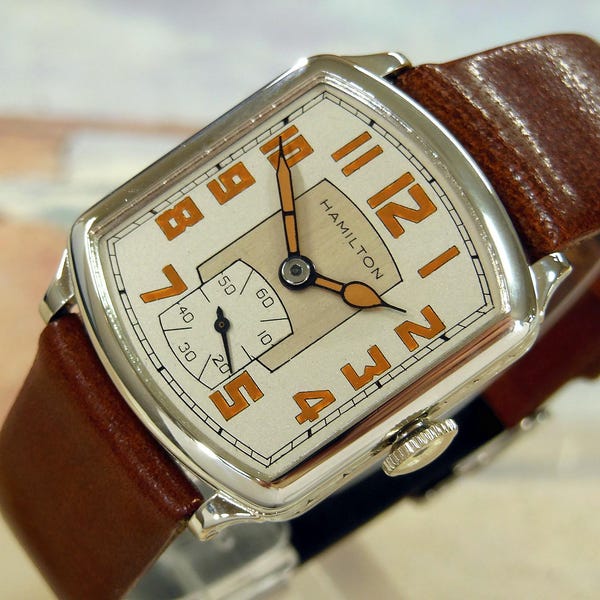 1930's Vintage HAMILTON TONNEAU, Stunning Silver Dial, Serviced with warranty