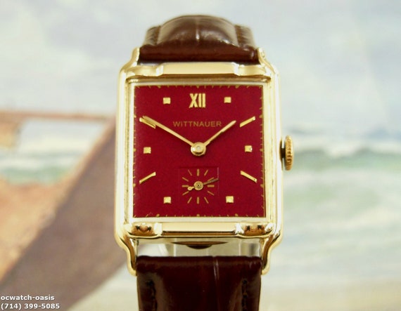 1950's Vintage WITTNAUER, Stunning Maroon Dial, S… - image 5