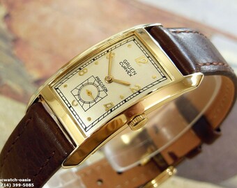 1940's Vintage GRUEN CURVEX, Stunning Silver Dial, Serviced& Warranty