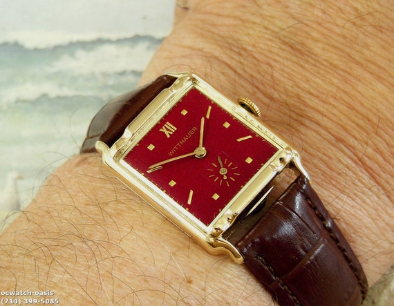 1950's Vintage WITTNAUER, Stunning Maroon Dial, S… - image 4